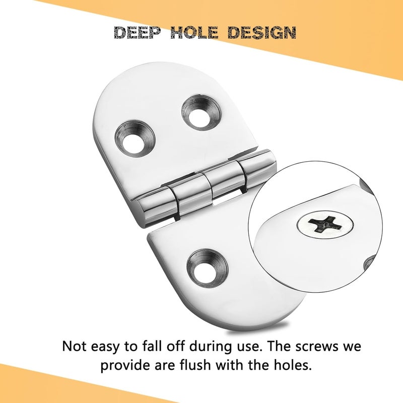 DIALESHU Heavy Duty Marine Boat Hatch Hinges, 316 Stainless Steel, 3 x 1.5-Inch Oval Hinges for Cabinet Doors with Screws (2-Pack) - Image 5